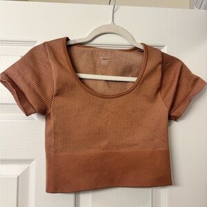 Aerie Ribbed Tan Crop Top